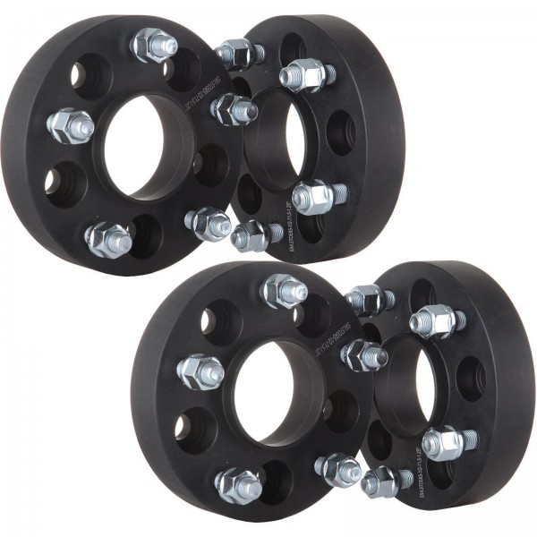 4 QTY 1" 5x100 to 5x4.5 Black Hub Centric Wheel Spacer Adapters CB 56.1mm Stud 12x1.25