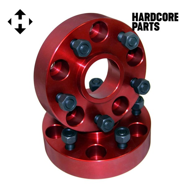 2 QTY Red Wheel Spacers Adapters 1.5" fits all 5x5 (5x127) Hubcentric vehicle to 5x5 wheel patterns with 1/2-20 threads - Compatible With Jeep Wrangler JK Rubicon
