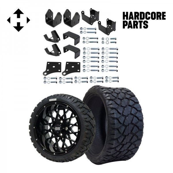 4" Block Lift Kit with 14" Wheel and Tire Combo fits EZGO TXT (1994.5-2001.5) Electric Golf Cart