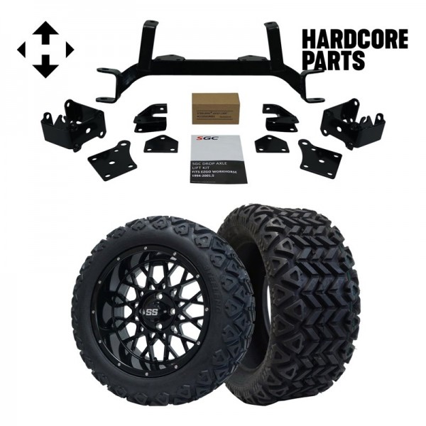 6" Drop Axle Lift Kit with 15" Wheel and Tire Combo fits EZGO MPT/WORKHORSE 1200 (1994.5-2001.5) Golf Cart