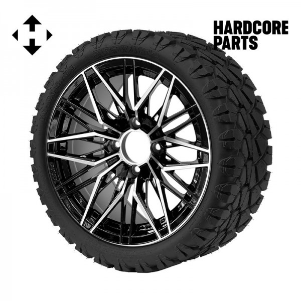 14" Machined/Black 'Hornet' Wheel and Tire Combo - Set of 4, includes 'SS' center caps and lug nuts