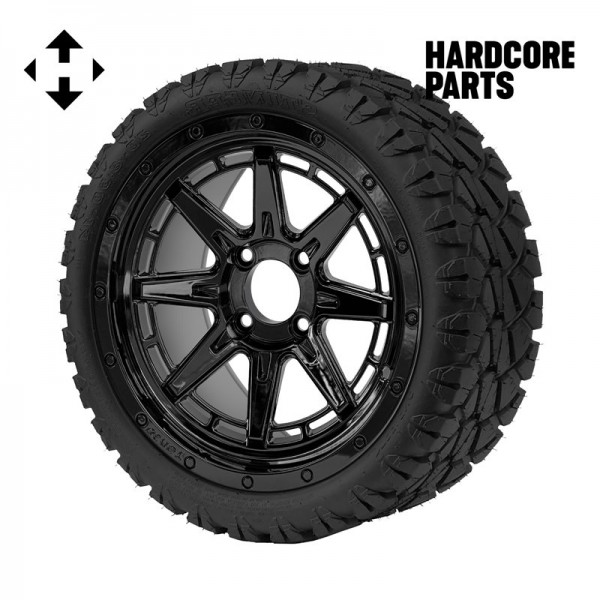 14" Black 'Wolverine' Wheel and Tire Combo - Set of 4, includes 'SS' center caps and lug nuts