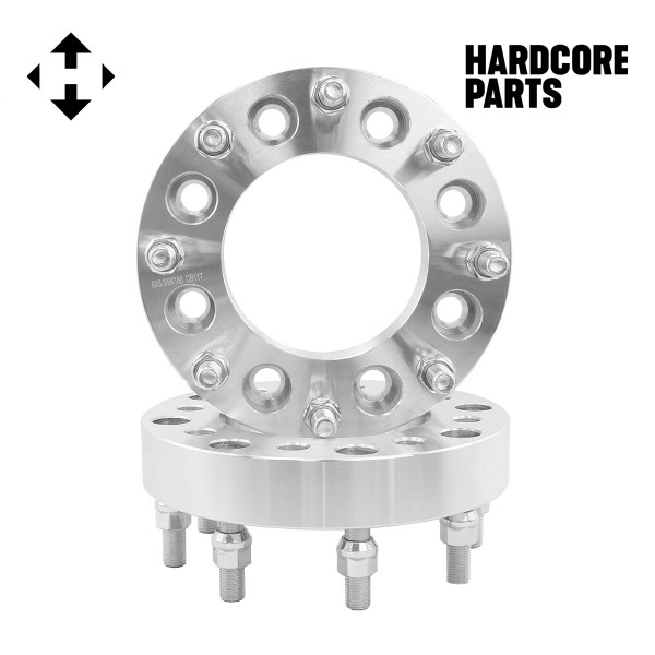 2 QTY Wheel Spacers Adapters 1.5" fits all 8x6.5 (8x165.1) vehicle to 8x180 wheel patterns with 14x1.5 threads - Compatible with Chevy Express Silverado Suburban GMC Sierra Yukon Hummer Ram