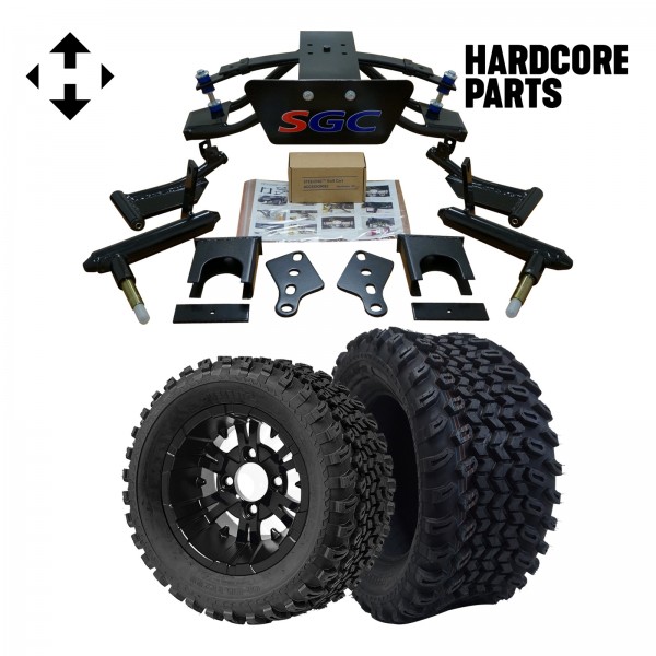 6” Heavy Duty Double A-Arm Suspension Lift Kit for Club Car PRECEDENT Golf Cart (2004+) with 10" Black 'Vampire' Wheels and 22"x11"-10" DOT rated All-Terrain tires