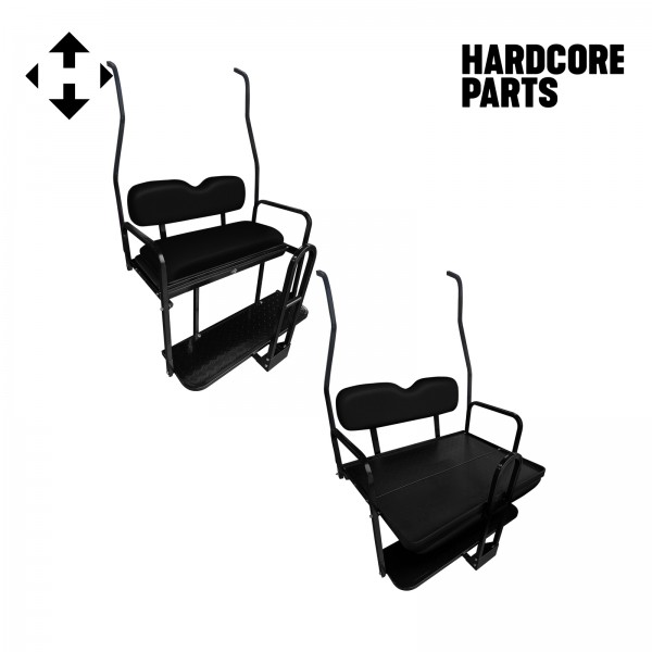 Rear Flip Seat For Club Car DS Golf Cart 2000-2013 Model (Black Cushion, Grab Bar + Bonus Trailer Hitch)