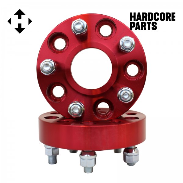 2 QTY Red Wheel Spacers Adapters 1.25" fits all 5x4.5 (5x114.3) Hubcentric vehicle to 5x4.5 wheel bolt patterns with 1/2-20 threads - Compatible with Jeep Wrangler TJ Cherokee Liberty