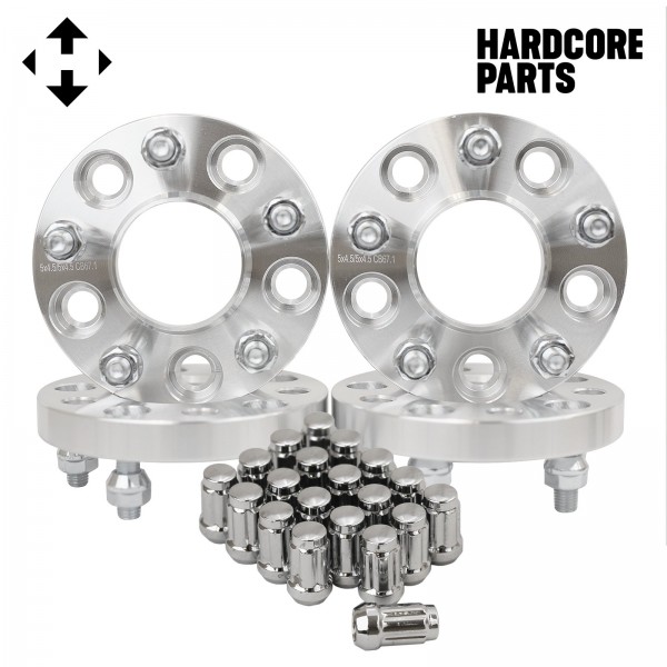 4 QTY 20mm 5x4.5 (5x114.3) Hubcentric Wheel Spacers 12x1.5 + Spline Lug Nuts +Key