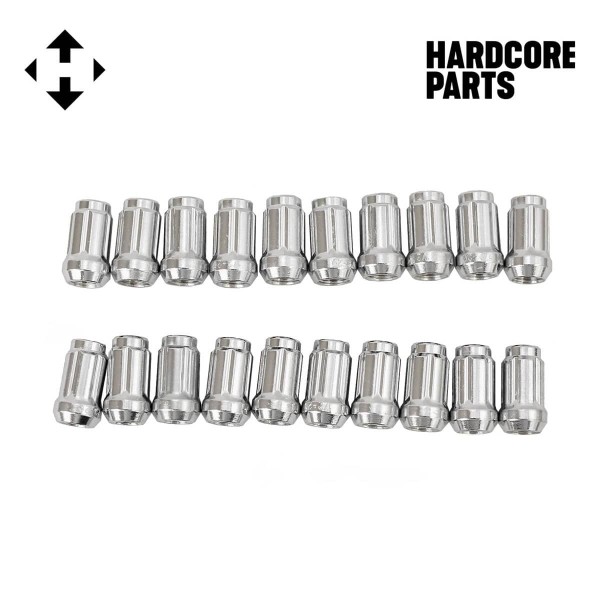 24 Jeep Lug Nuts Chrome Spline Tuner 1/2-20 Closed End + Lock Key 5X5 | 5X4.5