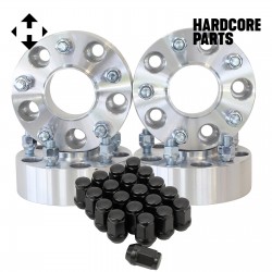 4 QTY 2" 5x5 Hubcentric Wheel Spacers Adapters Stud 1/20-20 + 20pc Black Lug Nuts
