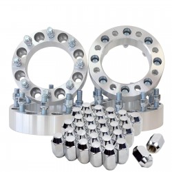 4 QTY 1.5" 8x6.5" to 8x170mm Wheel Spacers ADAPTERS 14x1.5 Studs + 32pc Lug Nuts