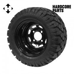 10" Black Steel Golf Cart Wheels and 18"x9"-10" STINGER On-Road/Off-Road DOT rated All-Terrain tires - Set of 4