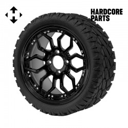 14" Black 'Scorpion' Wheel and Tire Combo - Set of 4, includes 'SS' center caps and lug nuts