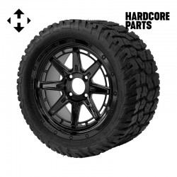 14" Black 'WOLVERINE' Golf Cart Wheels and 22"x10.5"-14" GATOR On-Road/Off-Road DOT rated All-Terrain tires - Set of 4, includes Black 'SS' center caps and 1/2"-20 lug nuts