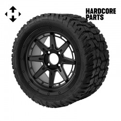 14" Matte Black 'WOLVERINE' Golf Cart Wheels and 22"x10.5"-14" GATOR On-Road/Off-Road DOT rated All-Terrain tires - Set of 4, includes Matte Black 'SS' center caps and 1/2"-20 lug nuts