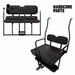 Rear Flip Seat For Club Car DS Golf Cart 2000-2013 Model (Black Cushion, Grab Bar + Bonus Trailer Hitch)