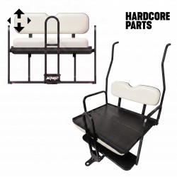 Rear Flip Seat For Club Car DS Golf Cart 2000-2013 Model (White Cushion, Grab Bar + Bonus Trailer Hitch)