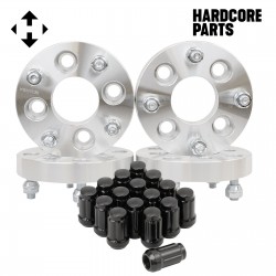 4 QTY 1" 4x100 to 4x4.5 Wheel Spacers Adapters 12x1.5 Black Spline Lug Nuts & Key