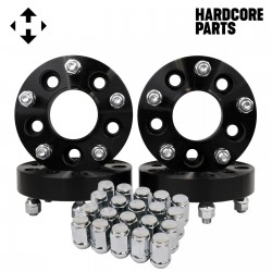 4 QTY 1.5" 5x4.5 Hubcentric Black Wheel Spacers Adapters 1/2-20 + 20PC Lug Nuts