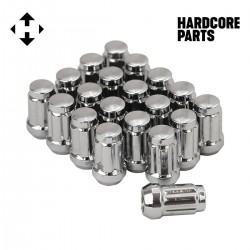 20 QTY Chrome Closed End Spline Drive Lug Nuts with Key- Metric 12x1.5 Threads - Conical Cone Taper Acorn Seat Closed End - 1.4" Length - Fits Honda Acura Toyota Mazda Hyundai+ More