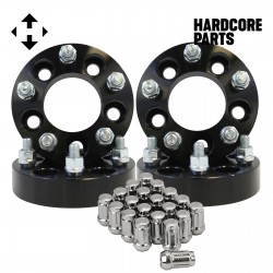 4 QTY 1.5" 5x4.5 Hubcentric Black Wheel Spacers 1/2-20 + 20pc Chrome Spline Lug Nuts