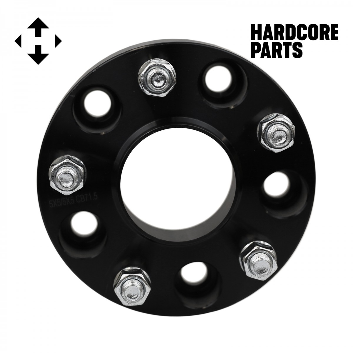 4 QTY Black 5x110 1" Hub Centric Wheel Spacer Adapters Center Bore 65