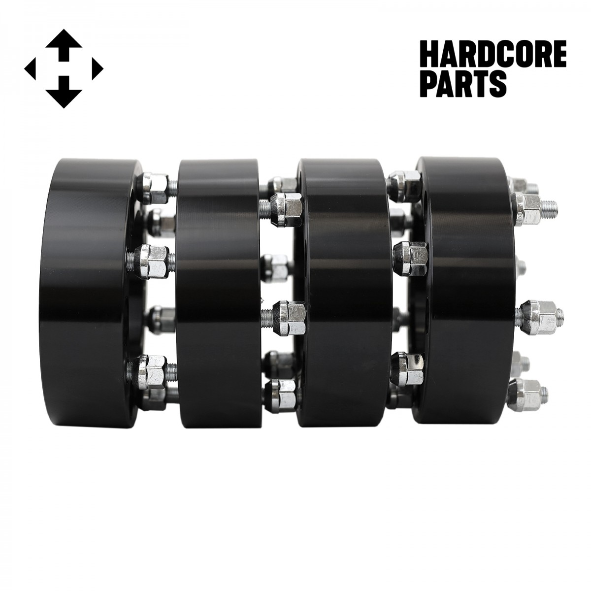 4" 6X5.5 (6x139.7) Black Wheel Spacers Adapters M12 x 1.5 4 QTY