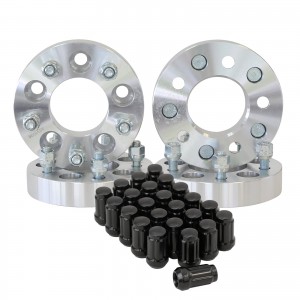 4 QTY 1.25" 5x4.5 to 5x4.75 Wheel Spacers Adapters 12x1.5 + Black Spline Lug Nuts
