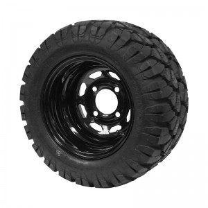 10" Black Steel Golf Cart Wheels and 18"x9"-10" STINGER On-Road/Off-Road DOT rated All-Terrain tires - Set of 4