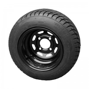 10" Black Steel Golf Cart Wheels and 205/50-10 (18"x8"-10") DOT rated Low Profile tires - Set of 4