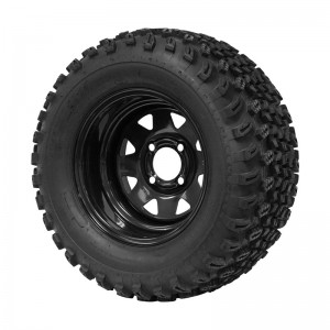 12" Black Steel (8 Spokes) Golf Cart Wheels and 23"x10.5"-12" All-Terrain tires - Set of 4