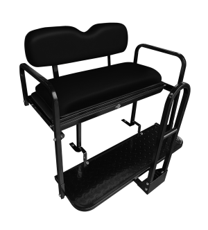 Rear Flip Seat For EZGO RXV 2008-2015 Model (Black Cushion, Grab Bar + Bonus Trailer Hitch)
