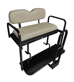 Rear Flip Seat For EZGO RXV 2008-2015 Model (Stone Cushion, Grab Bar + Bonus Trailer Hitch)