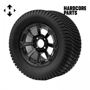 12" Black 'CYCLOPS' Golf Cart Wheels and 23"x10.5"-12" Turf tires - Set of 4, includes Black 'SS' center caps and 1/2"-20 lug nuts