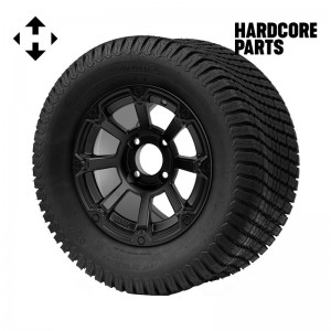 12" Matte Black 'CYCLOPS' Golf Cart Wheels and 23"x10.5"-12" Turf tires - Set of 4, includes Matte Black 'SS' center caps and 1/2"-20 lug nuts