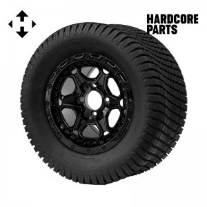 12" Black 'GRIZZLY' Golf Cart Wheels and 23"x10.5"-12" Turf tires - Set of 4, includes Black 'SS' center caps and 12x1.25 lug nuts