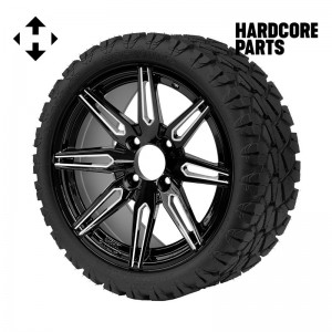 14" Machined/Black 'Lynx' Wheel and Tire Combo - Set of 4, includes 'SS' center caps and lug nuts