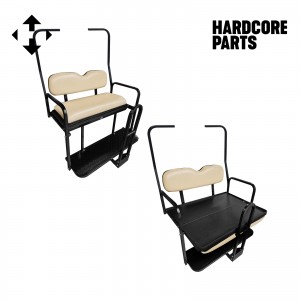 Rear Flip Seat For Club Car DS Golf Cart 1982-2000 Model (Buff Cushion, Grab Bar + Bonus Trailer Hitch)