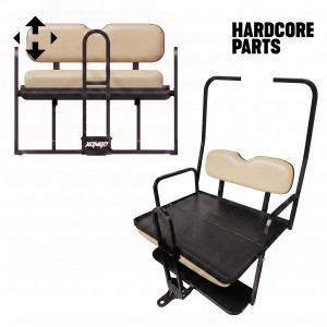 Rear Flip Seat For Club Car DS Golf Cart 1982-2000 Model (Buff Cushion, Grab Bar + Bonus Trailer Hitch)