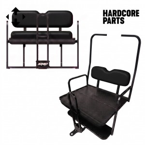 Rear Flip Seat For Club Car DS Golf Cart 1982-2000 Model (Black Cushion, Grab Bar + Bonus Trailer Hitch)