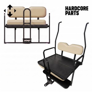 Rear Flip Seat For Club Car DS Golf Cart 2000-2013 Model (Buff Cushion, Grab Bar + Bonus Trailer Hitch)