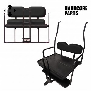 Rear Flip Seat For Club Car DS Golf Cart 2000-2013 Model (Black Cushion, Grab Bar + Bonus Trailer Hitch)