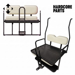 Rear Flip Seat For Club Car DS Golf Cart 2000-2013 Model (Factory Off-White Cushion, Grab Bar + Bonus Trailer Hitch)