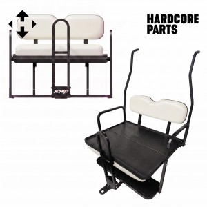 Rear Flip Seat For Club Car DS Golf Cart 2000-2013 Model (White Cushion, Grab Bar + Bonus Trailer Hitch)