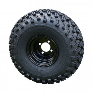 8" Black Steel Golf Cart Wheels and 22"x11"-8 DOT rated All-Terrain tires - Set of 4