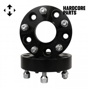 2 QTY Black 5x110 1" Hub Centric Wheel Spacer Adapters Center Bore: 65.1mm Studs: 12x1.25